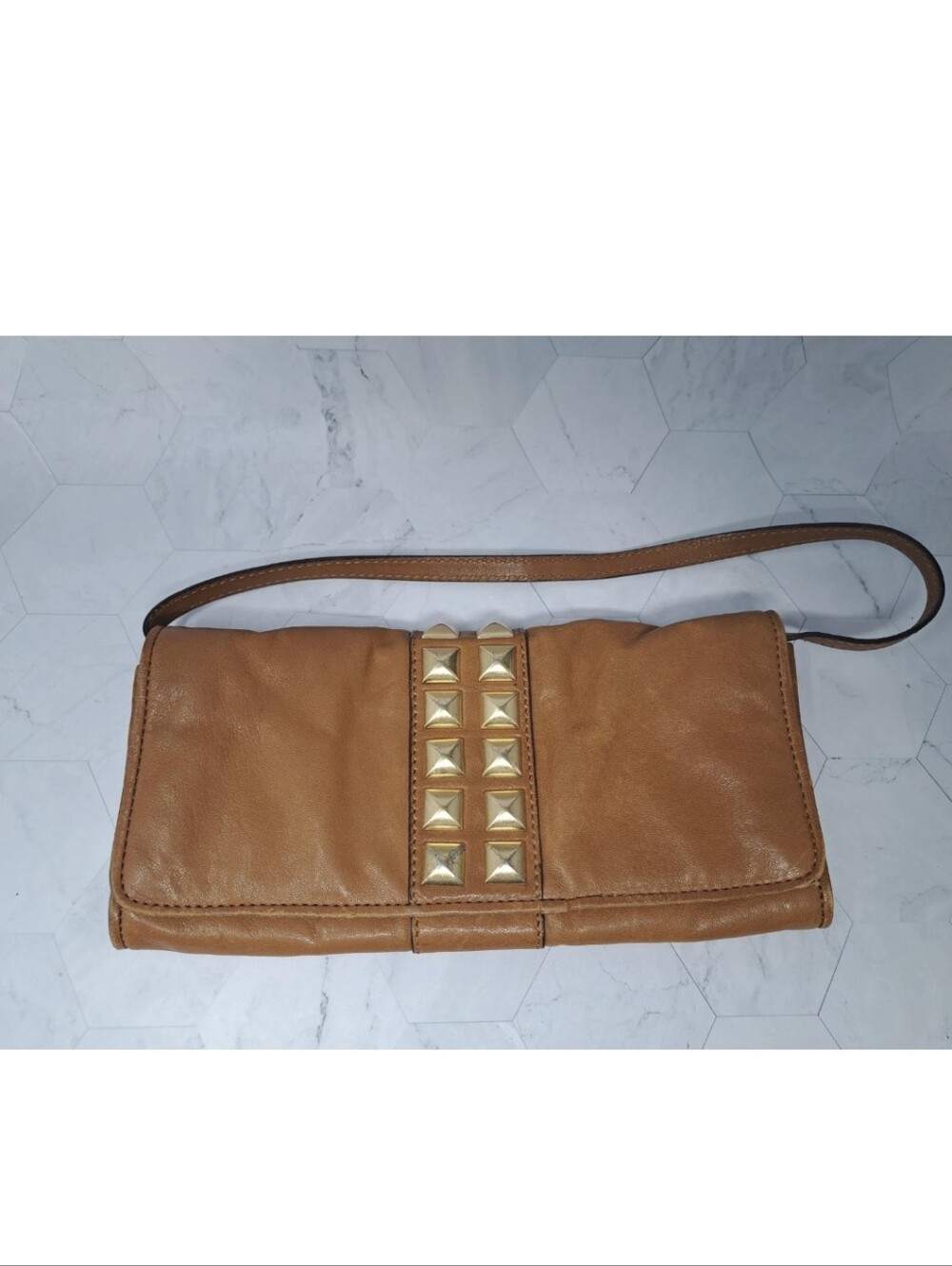 MICHAEL Michael Kors Studded Convertible Clutch - Tan